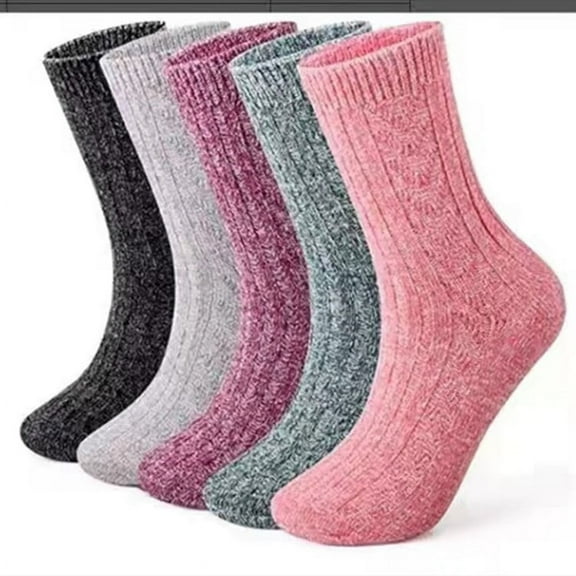 Janrevotw 5 Pairs Of Mixed Colors Socks Winter Warm Wool Socks Terry Socks Ethnic Style Men'S Mid-Calf Socks Cotton Socks Leisure