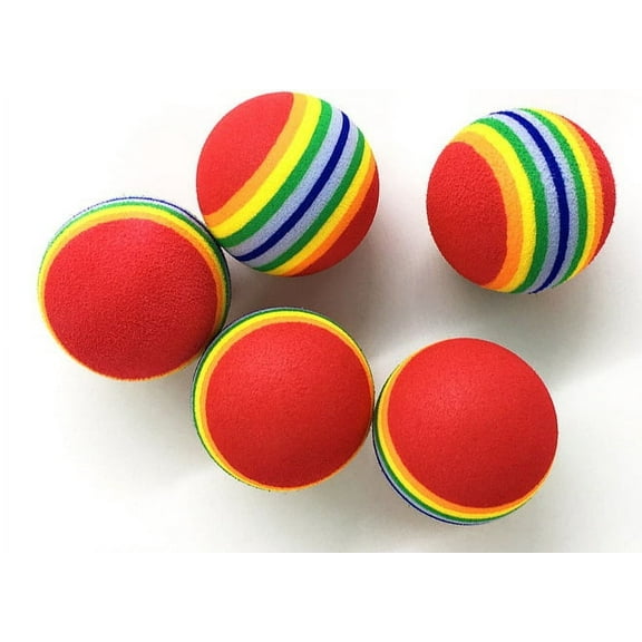 Janrevotw  6pcs Kids Toy Balls Striped Rainbow Balls Bouncy Solid Balls Sponge Balls Hand Grip Soft Bouncing Balls Golf Practice Balls Dog Toy Balls