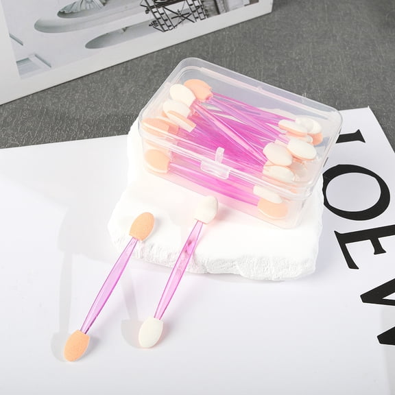 Janrevotw 7.5cm Mini Double-Ended Latex Sponge Eyeshadow Stick One Swipe Portable 30pcs Box Eyeshadow Brush Nail Brush