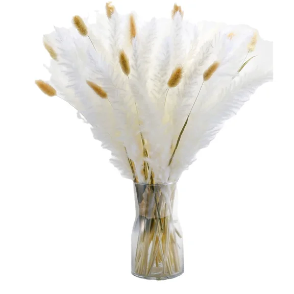 Janrevotw A Bouquet Of 30 Dried Reed Rabbit Tail Reed Grass Mixed Bouquet Indoor Home Decor Flowers Natural Dried Reed Bouquet Scene With