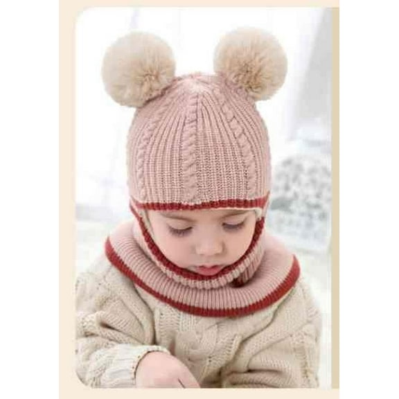 Janrevotw Children'S Balaclava Hat & Scarf 2-In-1 For Boys & Girls Warm Windproof Lined Knit Beanie Winter Toddler Hat