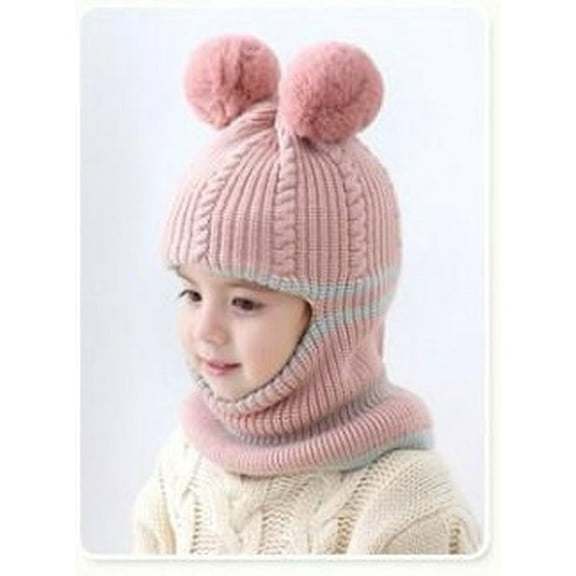 Janrevotw Children'S Balaclava Hat & Scarf 2-In-1 For Boys & Girls Warm Windproof Lined Knit Beanie Winter Toddler Hat