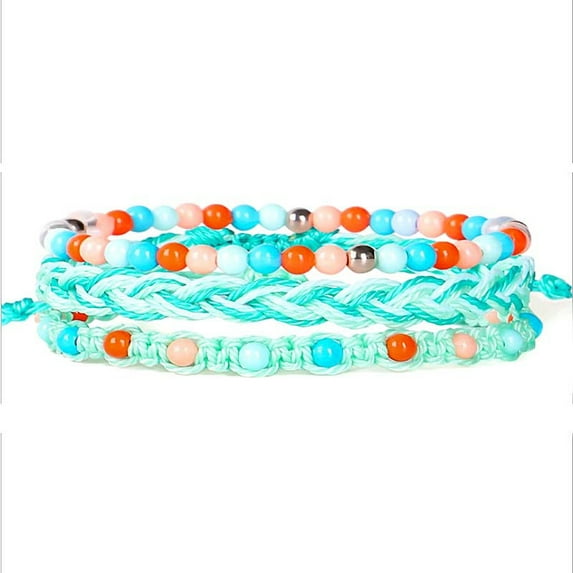 Janrevotw Colorful Beads Bracelet Waterproof Wax Cord Braided Bracelet Set Of 3 Handmade Hand Rope Adjustable Teenagers Colorful Beads Bracelet
