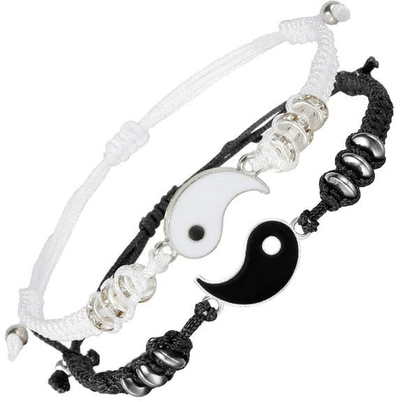 Janrevotw Couple Bracelet Matching Adjustable Rope Bracelet Suitable for Girlfriend Friendship Relationship Boyfriend Girlfriend Valentine's Day Gift Set of 2