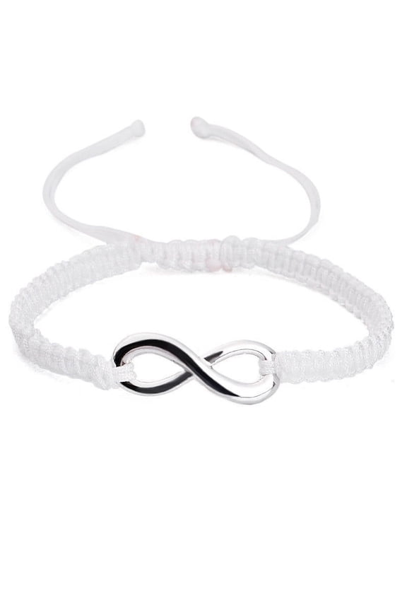 Creative Simple Alloy 8 Character Friendship Bracelet Adjustable Braided Rope Infinity Love Matching Bracelet Gift (White)