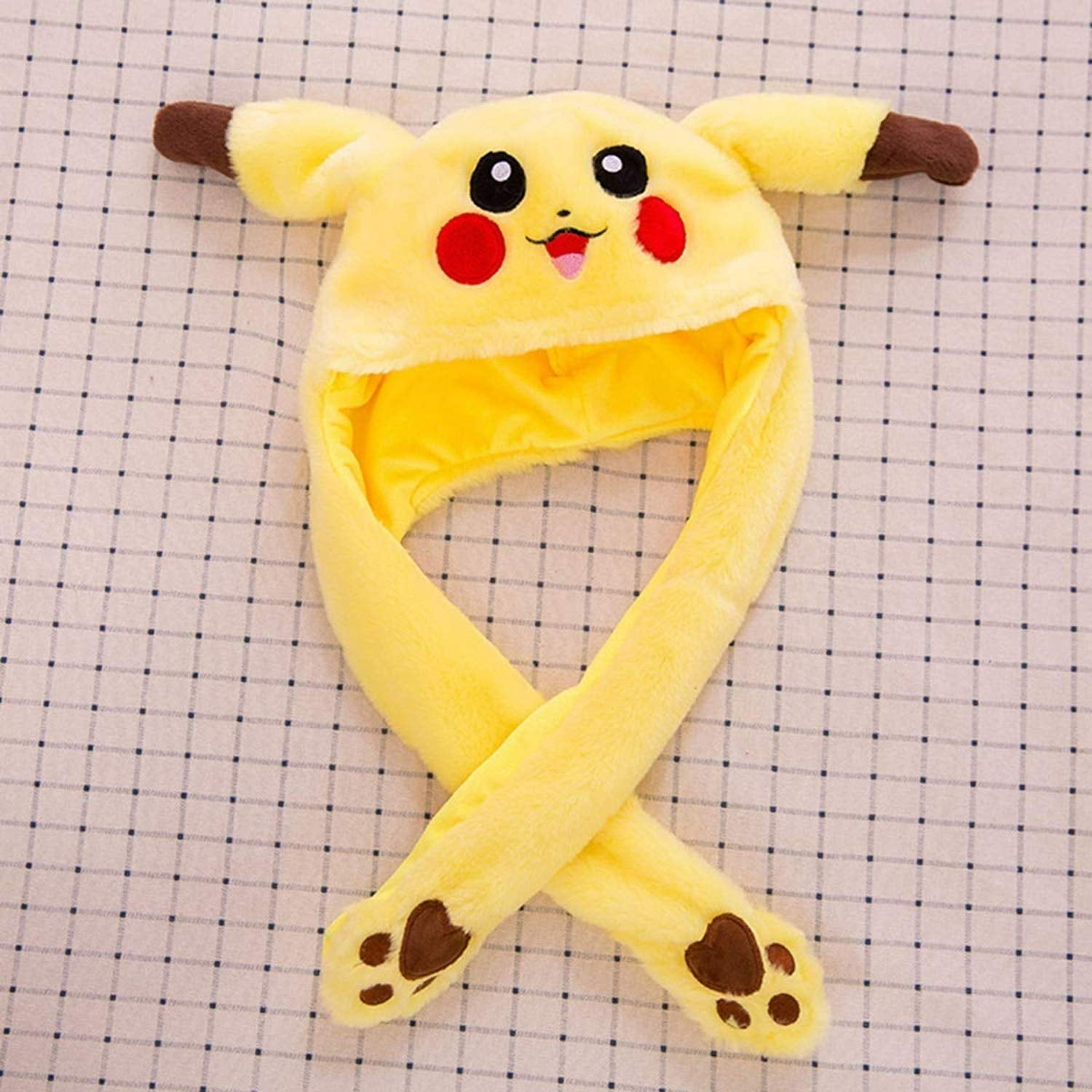 Janrevotw Cute Bunny Ears Hat Moving Pikachu Bunny Soft Jump Up Hat ...