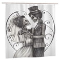 thumbnail image 1 of Janrevotw Day Of The Dead Shower Curtain, Love Skull Skeleton Marriage Eternal Love Theme Spanish Art, Bathroom Decor 72 X 72in, 1 of 6