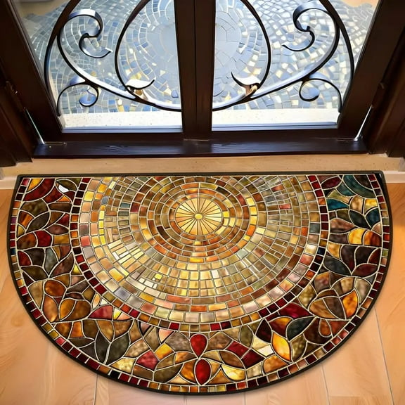 Janrevotw Front Door Mat For Outdoor Entry, Heavy-Duty Doormat For Exterior Entrance, Half-Circle Carpet, Indoor Welcome Mat, Half-Circle Door Mat With Non-Slip Rubber Backing (16“ X 24”)