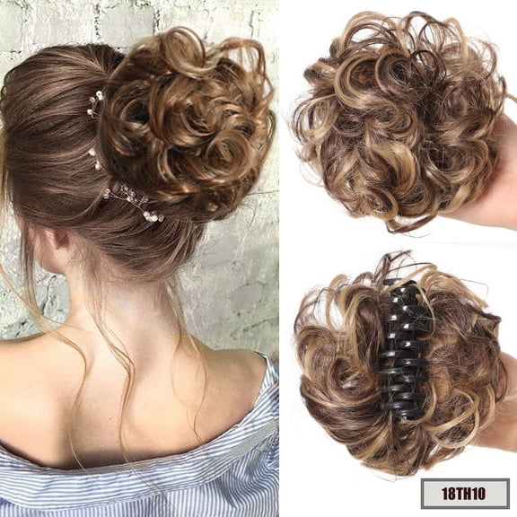 Janrevotw Grab Clip Hair Ring Claw Clip Messy Bun Wig Piece Wavy Curly Messy Bun Extension Claw Clip For Women Girls