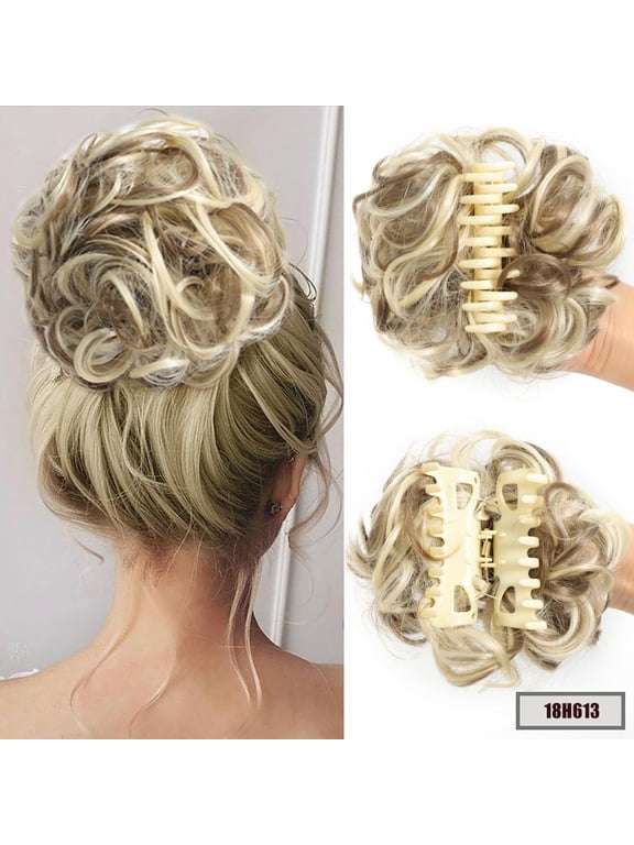 Grab Clip Hair Ring Claw Clip Messy Bun Wig Piece Wavy Curly Messy Bun Extension Claw Clip For Women Girls