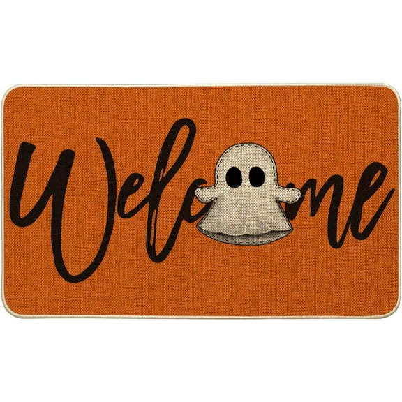 Janrevotw Halloween Doormat Ghost Ghost Outdoor Welcome Mat, Suitable for Front Door Non-Slip Ghost Floor Mat Halloween Rug, Perfect for Exterior Porch Entrance Decor20'' x 32''