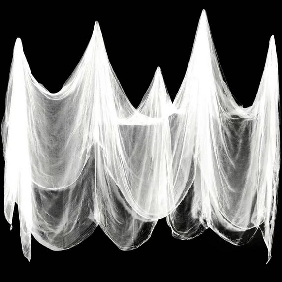 Janrevotw Halloween Scary Fabric Decoration, 200x85in Spooky Giant Cheesecloth for Halloween Decorations, White Spider Webs, Outdoor Indoor Party Supplies for Doorway Haunted House Patio Garden