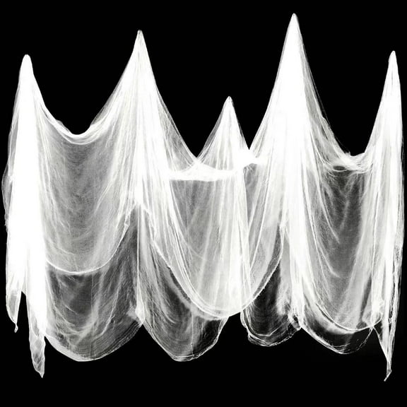 Janrevotw Halloween Scary Fabric Decoration, 200x85in Spooky Giant Cheesecloth for Halloween Decorations, White Spider Webs, Outdoor Indoor Party Supplies for Doorway Haunted House Patio Garden