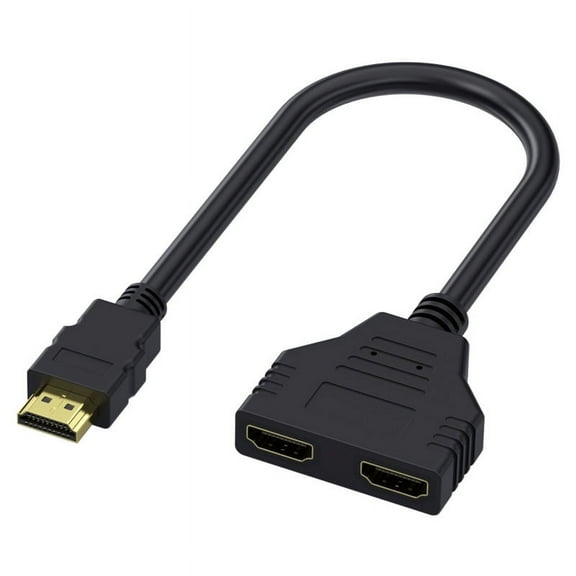 Janrevotw Hdmi Splitter Adapter Cable: 1 Male To Dual Hdmi 2-Port Female 4k 3d Y Splitter Cable, Suitable For Laptops, Tvs, And Monitors, 1080p 1-In-2-Out Led, 30cm