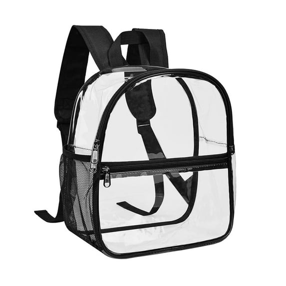 Janrevotw Heavy Duty Clear Transparent Backpack See Through Bookbag With Multi Color Choices For School Sports Stadium And So On