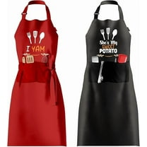 Janrevotw His and Hers Aprons for Cooking๏ผFunny Couple Aprons Set and Adjustable Apron with 2 Pockets for Wedding Engagement Gifts