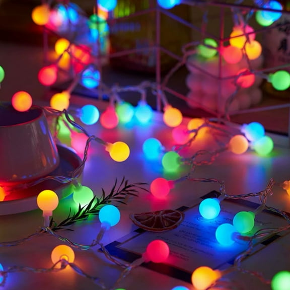 Janrevotw Led String Lights Round Ball Mini String Lights Battery-Operated Lights Room Christmas Decorations Outdoor Camping Starry Sky Colorful Lights