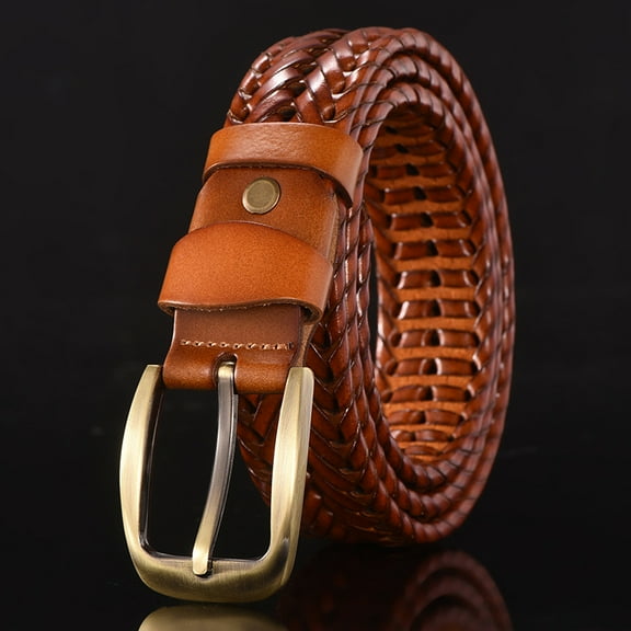 Janrevotw Men'S Leather Braided Belt, 1 3/8" Men'S Casual Braided Leather Belt For Jeans, Golf, Dress Pants