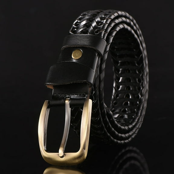 Janrevotw Men'S Leather Braided Belt, 1 3/8" Men'S Casual Braided Leather Belt For Jeans, Golf, Dress Pants