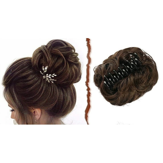 Janrevotw Messy Bun Easy Clip Wig Big Grab Clip Messy Curly Hair Circle Women'S Coiled Bun Curly Hair Bags