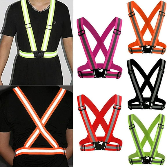 Janrevotw Running Reflective Vest Reflective Vest High Visibility Unisex Outdoor Running Cycling Safety Vest Adjustable Elasticated Fluorescent