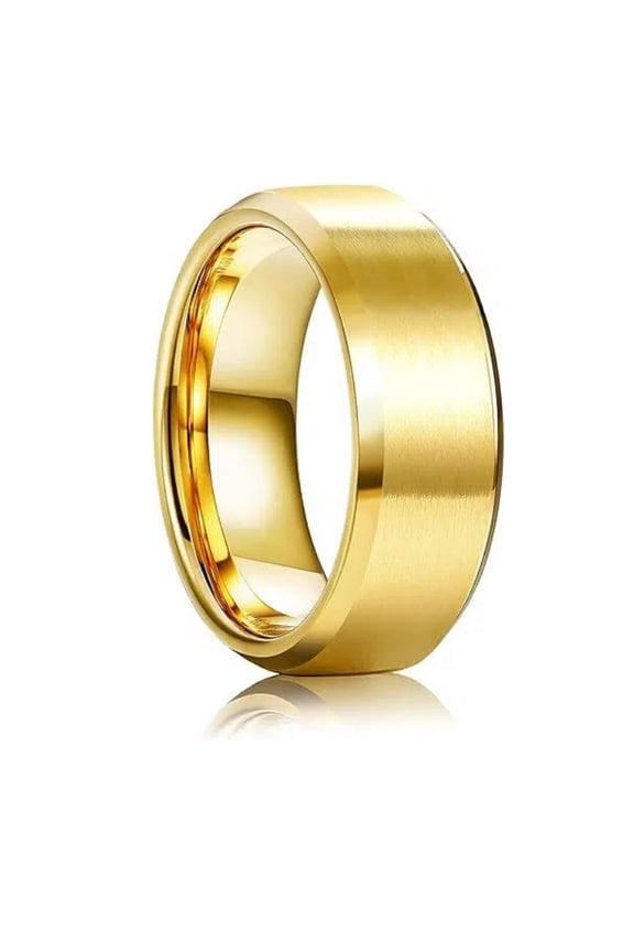Stainless Steel Rings for Men Women 8MM Wedding Band Rings Matte Surface - Beveled Polished Edge Mens Ring Size 5 6 7 8 9 10 11 12 13 14