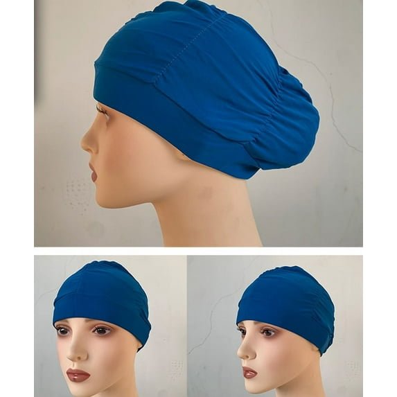 Janrevotw Swimming Cap Long Hair Swim Hat Elastic Cloth Caps Non-Waterproof