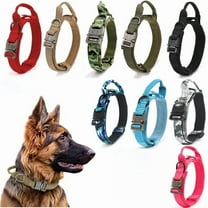 Janrevotw Tactical Dog Collar Adjustable Military Nylon Dog Collar with Control Handle and Heavy Duty Metal Buckle for Medium and Large Dogs