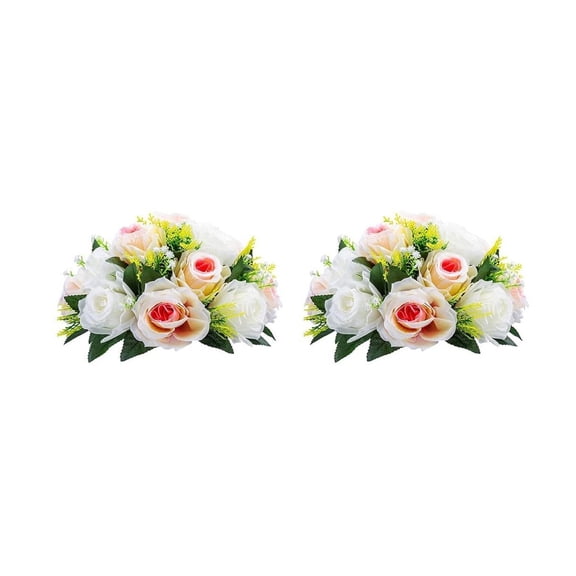 Janrevotw Wedding Centerpiece Decorations Artificial Flower Kissing Ball 2-Piece Set Table Top Ornaments Floral Arrangement