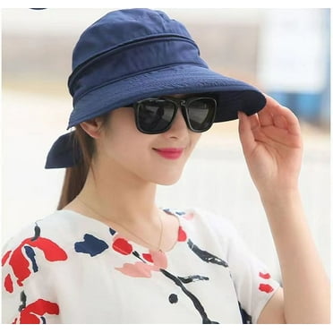 Janrevotw  Wide Brim Sun Hat, Women'S Uv Protection Sun Hat, Wide Brim Sun Hat Foldable Summer Upf50+ Sun Hat , Detachable Top Breathable Zip Dual Purpose Hollow Top Hat