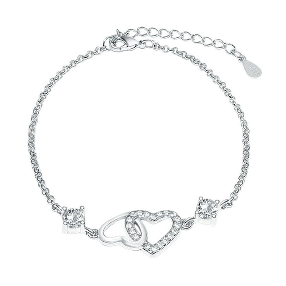 Janrevotw Women'S Charm Bracelet 925 Sterling Silver Heart Adjustable Chain Bracelet Bracelet Fashion Jewellery Accessories Women Girls 8 Inch