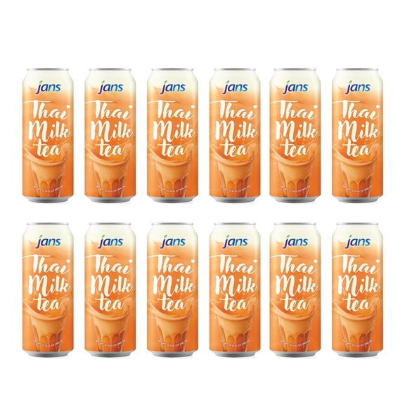 Jans Boba Milk Tea (Pack of 12, Thai Tea Non Boba)