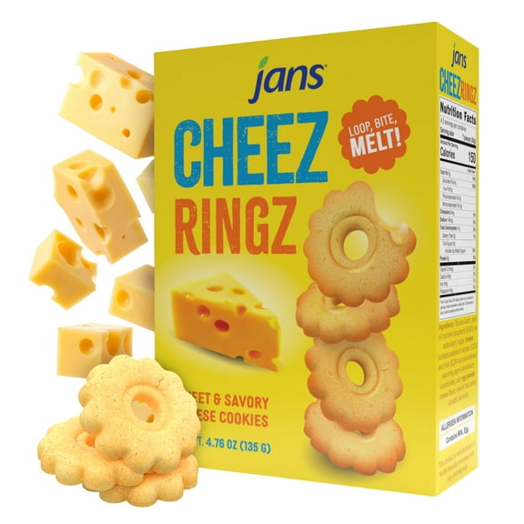 Jans Cheez Ringz - Cheese Cookies, Sweet & Savory Cheese Cookies 4.76 oz (Pack of 1)