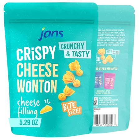 Jans Crispy Cheese Wonton with Cheese Filling, Crunchy Bite Size Snacks, 5.29 oz (Pack of 1)