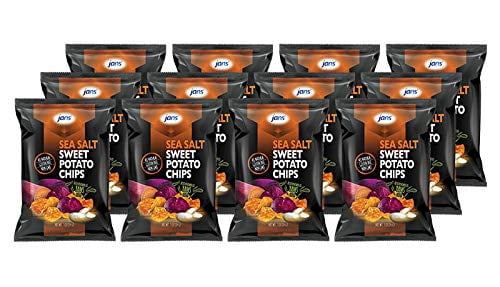 Jans Sea Salt Cassava Chips, Gluten Free, Non-GMO, Savory Sea Salt Cassava Yam Snack, Vegan Snack Alternative, Thin Sliced Root Chips, 3 Oz Per Bag (Pack of 12)