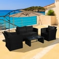 thumbnail image 1 of Jansen 4-Piece Conversation Sofa Set with Plush Cushions, Black, 1 of 5