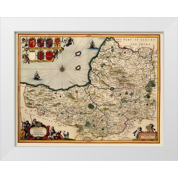 Jansson 14x12 White Modern Wood Framed Museum Art Print Titled - Somerset County England - Jansson 1646