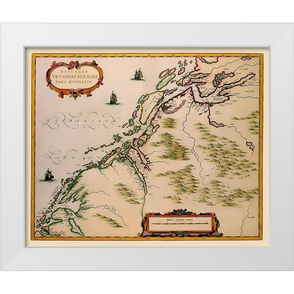 Jansson 17x15 White Modern Wood Framed Museum Art Print Titled - Trondheim Region Norway - Jansson 1662