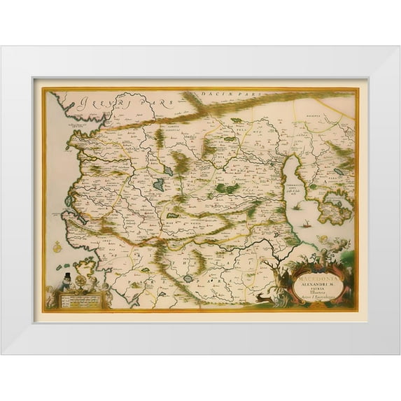 Jansson 18x14 White Modern Wood Framed Museum Art Print Titled - Macedonia Region Greece - Jansson 1654