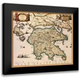 thumbnail image 1 of Jansson 23x20 Black Modern Framed Museum Art Print Titled - Peloponnese Region Greece - Jansson 1654, 1 of 5