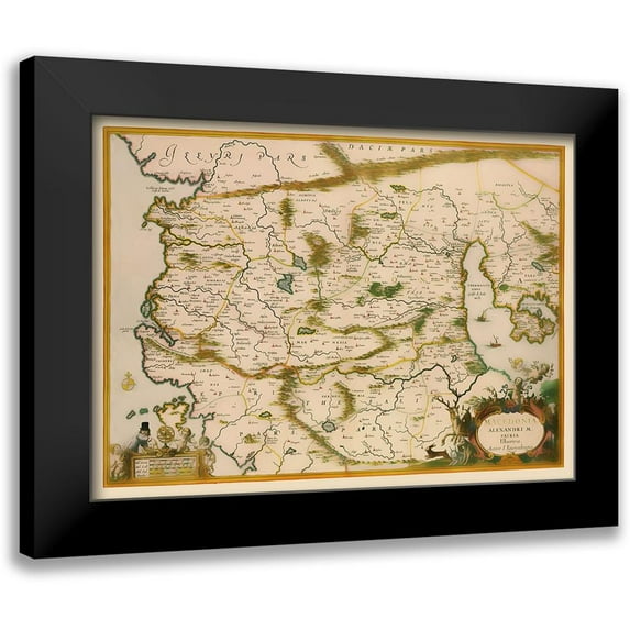 Jansson 24x19 Black Modern Framed Museum Art Print Titled - Macedonia Region Greece - Jansson 1654