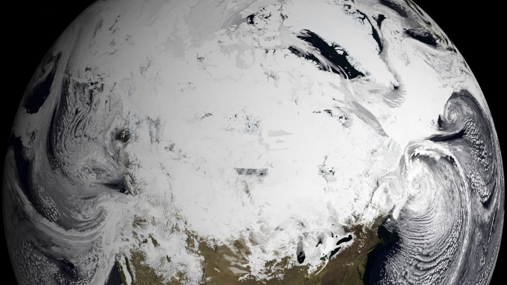 January 2 2009 - Cloud simulation of a single day centered over Canada Canvas Art - Stocktrek Images (38 x 21)