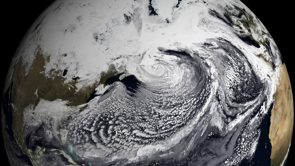 January 2 2009 - Cloud simulation of a single day centered over the Atlantic Canvas Art - Stocktrek Images (38 x 21)