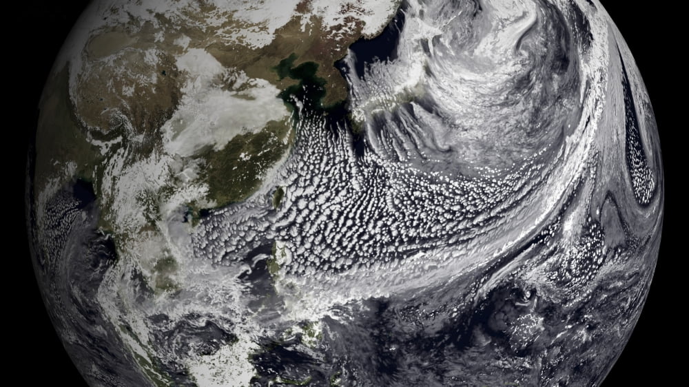 January 2 2009 - Cloud simulation of a single day centered over the western Pacific Canvas Art - Stocktrek Images (38 x 21)