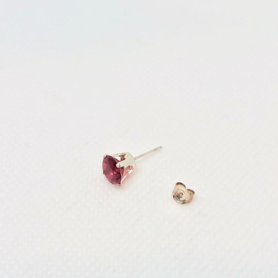 January! 7mm Lab Garnet & Sterling Silver Stud Earrings 9780A