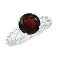 thumbnail image 1 of Rosec Jewels Natural Garnet Solitaire Engagement Ring for Women - Filigree Ring - AAA Quality - 8 mm - With Jewelry Box, 10K White Gold, US 9.50, 1 of 9