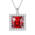 thumbnail image 1 of 6 Carat January Birthstone Necklace Garnet Pendant Princess Cut Red CZ 925 Sterling Silver Jewelry Women Birthday Christmas Mother's Day Gift Juwaliy, 1 of 10