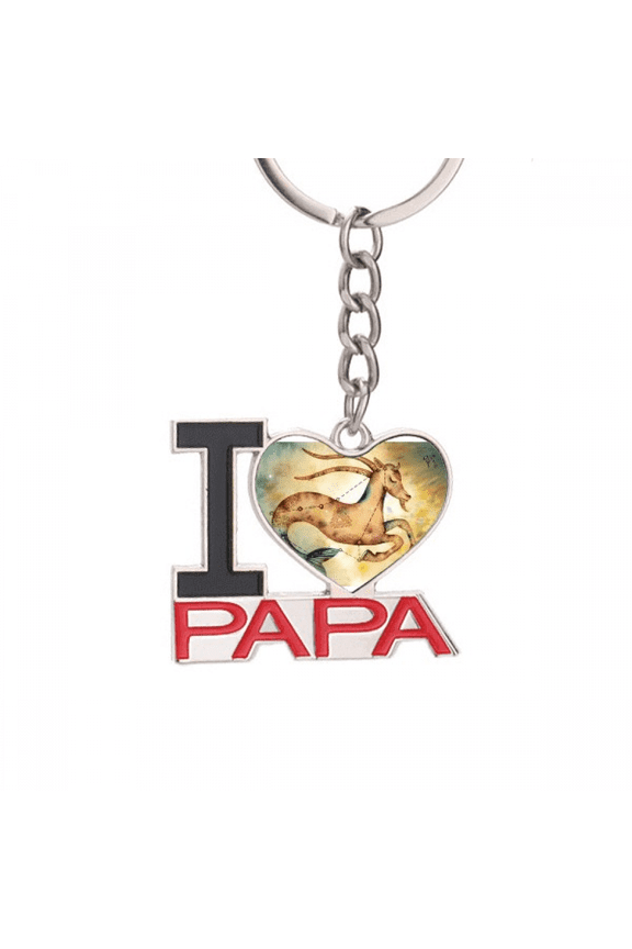January December Capricorn Constellation Zodiac Keychain Metal Keyring Holder Love PAPA Father