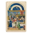 thumbnail image 1 of January: Duc de Berry at Table - Book of Hours (Très Riches Heures) - Vintage Illuminated Manuscript by Limbourg Brothers c.1416 - 8 x 12 inch Vintage Wood Art Sign, 1 of 4