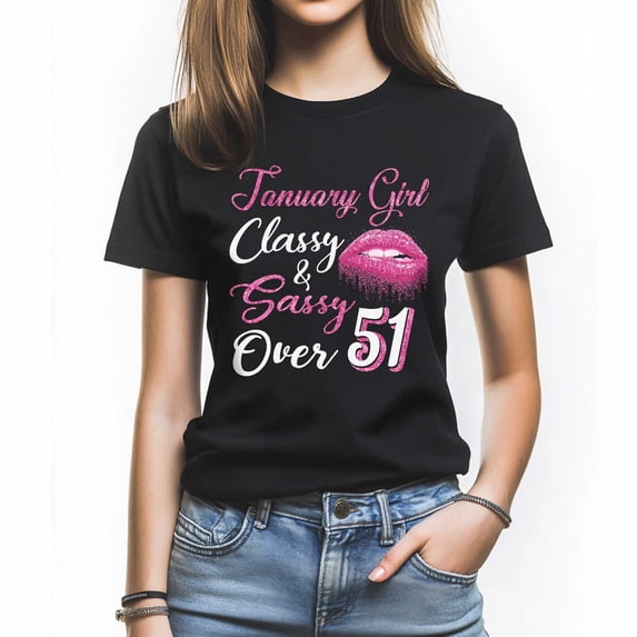 January Girl Classy and Sassy Over 51 T-Shirt, Funny Birthday Shirt for Women, Perfect Gift for 51 Birthday